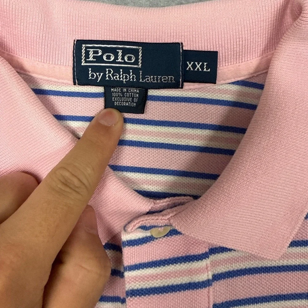 Polo Ralph Lauren Polo Shirt Men XXL Pink Striped Short Sleeve Classic Preppy
